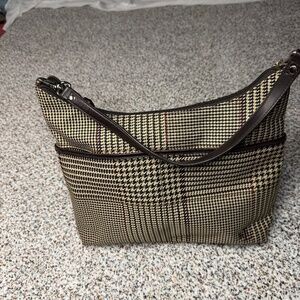 Vintage Ralph Lauren Houndstooth Shoulder Bag Brown Tan Tweed Women's​